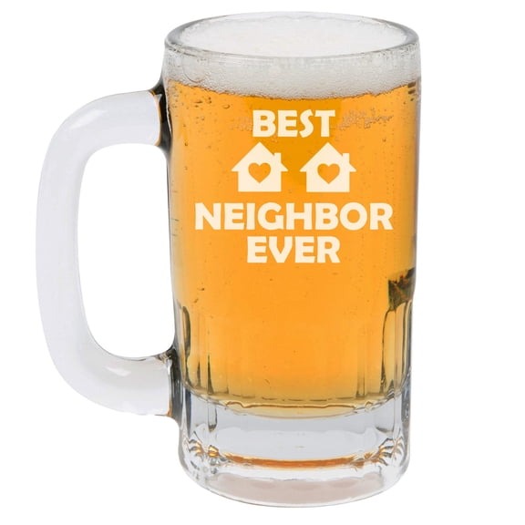 12oz Beer Mug Stein Glass Best Neighbor Ever Funny