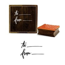 Printtoo To And From Word Design Square Wooden Rubber Stamp Diary Card Block-2 x 2 Inches