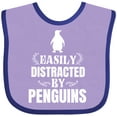 thumbnail image 3 of Inktastic Easily Distracted by Penguins Boys or Girls Baby Bib, 3 of 4