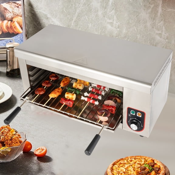 Peakora Commercial Electric Cheese Melter Countertop Raclette Grill 120-570°f Temperature Adjustable Food-Grade Stainless Steel Cheesemelter Toaster Oven for Toasting Sandwiches Melting Cheese