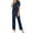 Navy, variant on HUJlwoi Women Button down Pajama Sets Classic Short Sleeve Shirts and Pants 2 Piece Lounge Sets Soft Cozy Pjs Sets Basic Ladies Sleepwear Outfits