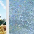 Window Privacy Film Decorative, Gray Blue Color Stained Glass Window ...