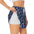 thumbnail image 2 of Bixox Women's Blue Gingham Buffalo Check pattern 2 in 1 Running Shorts - Lightweight Athletic Workout Gym Yoga Shorts Liner with Pockets - X-Large, 2 of 7