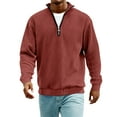 thumbnail image 2 of Men's Casual Style Quarter-Zip Collar Hoodie - Burgundy, Size XXXXXL, 2 of 7