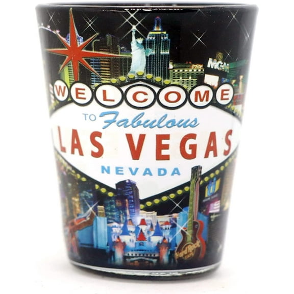 Las Vegas Nevada City Collage Black Shot Glass