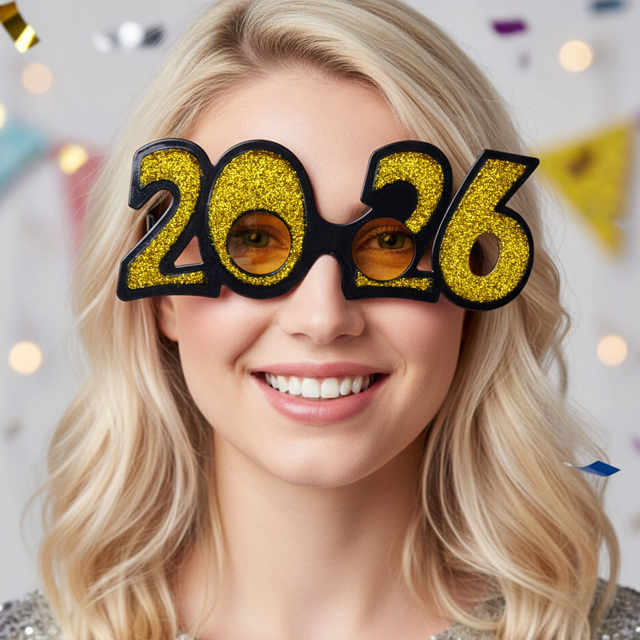 New Year Plastic Glasses Gold, 1 Piece, Festive Decorations, Way to Celebrate Style, Adult