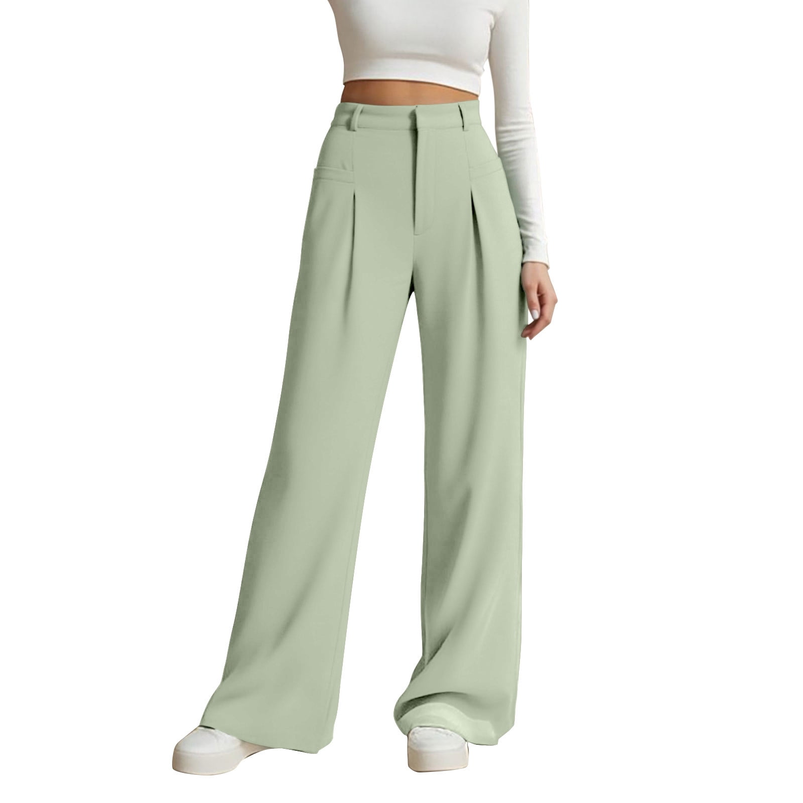 chinese dress ladies Petite Dress Pants for Women Baggy Wide Leg Palazzo Pants Business Casual  Elastic Waist Work Pant with Pockets Soft Dressy Slacks Pull On Comfy Work  Pants 2025 Office Clothes 90s Outfits Streetwear