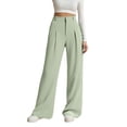 thumbnail image 2 of Lixiuxyad Summer Casual Pants Women's Wide Leg Pants High Waisted Dress Work Pants Business Casual Pants With Pockets Features:,Green, 2 of 6