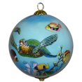 thumbnail image 1 of Green Sea Turtles and Tropical Fish Collectible Hand Painted Glass Ornament with Gift Box, 1 of 4