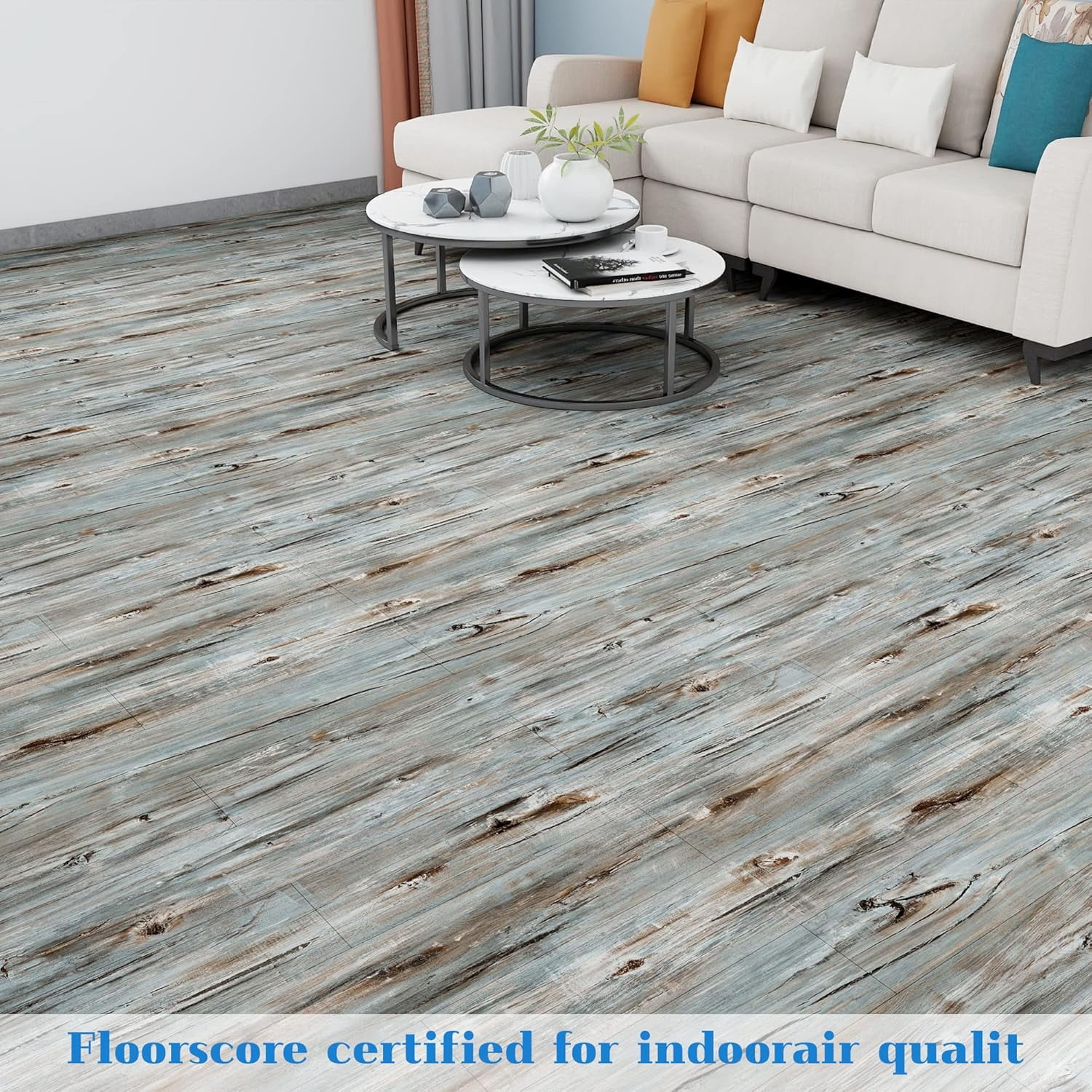 Waterproof Peel and Stick Floor Tile, 36 Pack 54 Sq.Ft（NO Sticky Residue Left） Wood Plank Vinyl Tile Stickers, Self-Adhesive DIY Flooring Tiles for Bathroom, Living Room,Kitchen（36" x 6"，Dustgray）