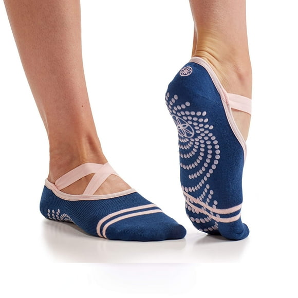 Calcetines Gaiam Yoga Barre - Accesorios de agarre antideslizantes con dedos pegajosos para mujeres y hombres - Pure Barre Hot Yoga Pilates Ballet Dance Home - Indigo