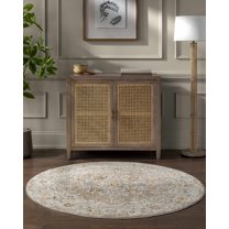 Hauteloom Adana Living Room, Bedroom Area Rug - Beige, Blue, Red - 6'7"-Round