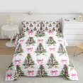 thumbnail image 2 of Manfei Xmas Tree Bedding Comforter Set 2pcs for Kids Teens Girls,Pink Ribbon Bow Twin Comforter Sets Microfiber,Merry Christmas Breathable Bedding Set,Microfiber Bedroom Decor,Reversible, 2 of 8