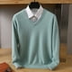thumbnail image 2 of Suéter de visón de otoño e invierno para hombre, jersey holgado de color sólido con cuello en V, suéter de lana, suéter base, parte superior, 2 of 5
