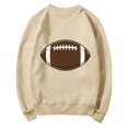 thumbnail image 7 of GILIGEGE Warm Fall Winter Football Themed Womens Sweatshirt,Front Heart Football Pattern & Back Retro Ball Print Crew Neck Pullover,Soft Breathable Oversized Long Sleeve Game Day Clothing Beige S, 7 of 7