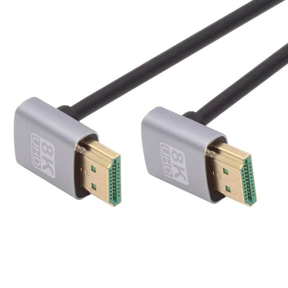 JSER HDMI 2.1 Ultra Thin HDTV Cable 8K 4K Hyper Super Flexible Slim Cord Up Angled to Up Angled 90 Degree Type-A for Computer HDTV