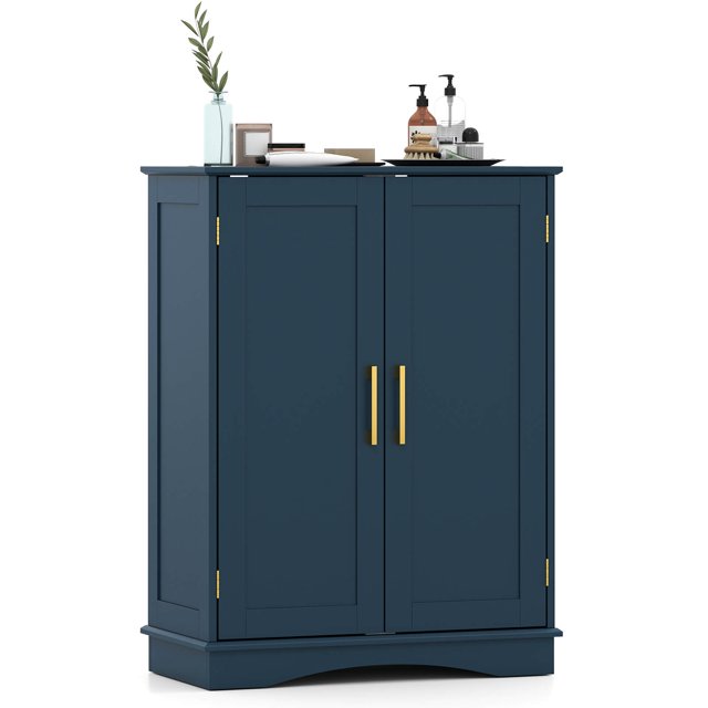 Costway Floor Storage Cabinet Modern Storage Organizer with Adjustable Shelves &2 Doors
