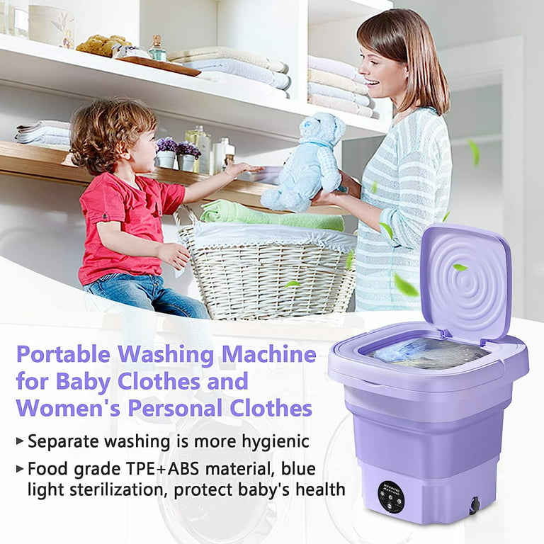 Ohhgo Folding Washing Machine, 8L Portable Mini Washer with 3 Modes Deep Cleaning, Foldable Washing Machine with Soft Spin Dry for Socks, Baby Clothes