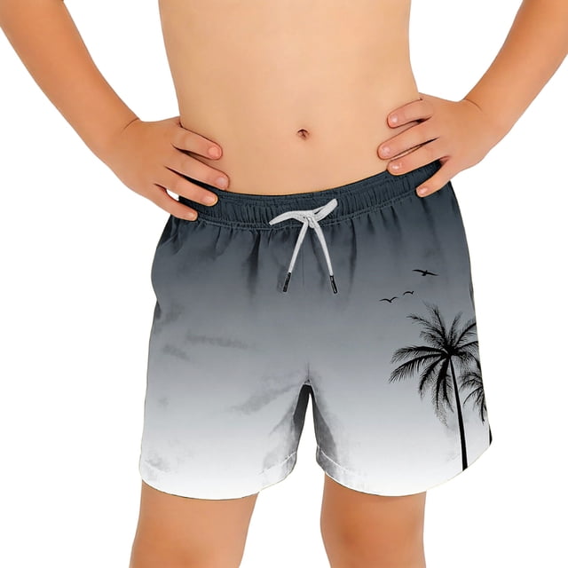 Odeerbi 6-15 Años Niños Pantalones de Natación de Impresión Hawaiana Pantalones Cortos de Playa Secos Rápidos Con Bolsillos Pantalones Cortos de Cintura Elástica