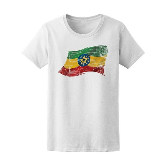 Ethiopian Grunge Flag T-Shirt Women -Image by Shutterstock, Female x-Large