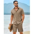 thumbnail image 3 of COOFANDY Men' 2 Piece Summer Outfits Short Sleeve Casual Beach Button Down Shirts and Shorts Vacation Cotton Sets, 3 of 6