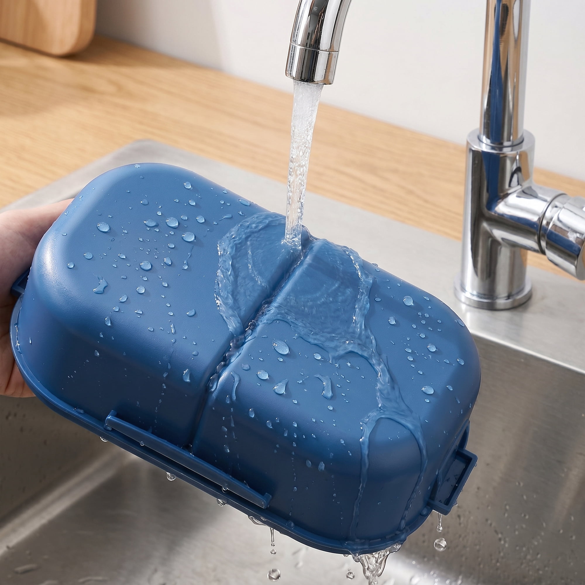 Unique Bargains Double-Layer Leak-Proof Meal Lunch Bento Box Blue