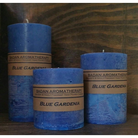 Blue Gardenia Pillar Candle, 3 Piece Set