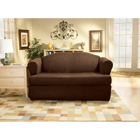 Sure Fit Stretch Suede T-Cushion Two Piece Loveseat Slipcover