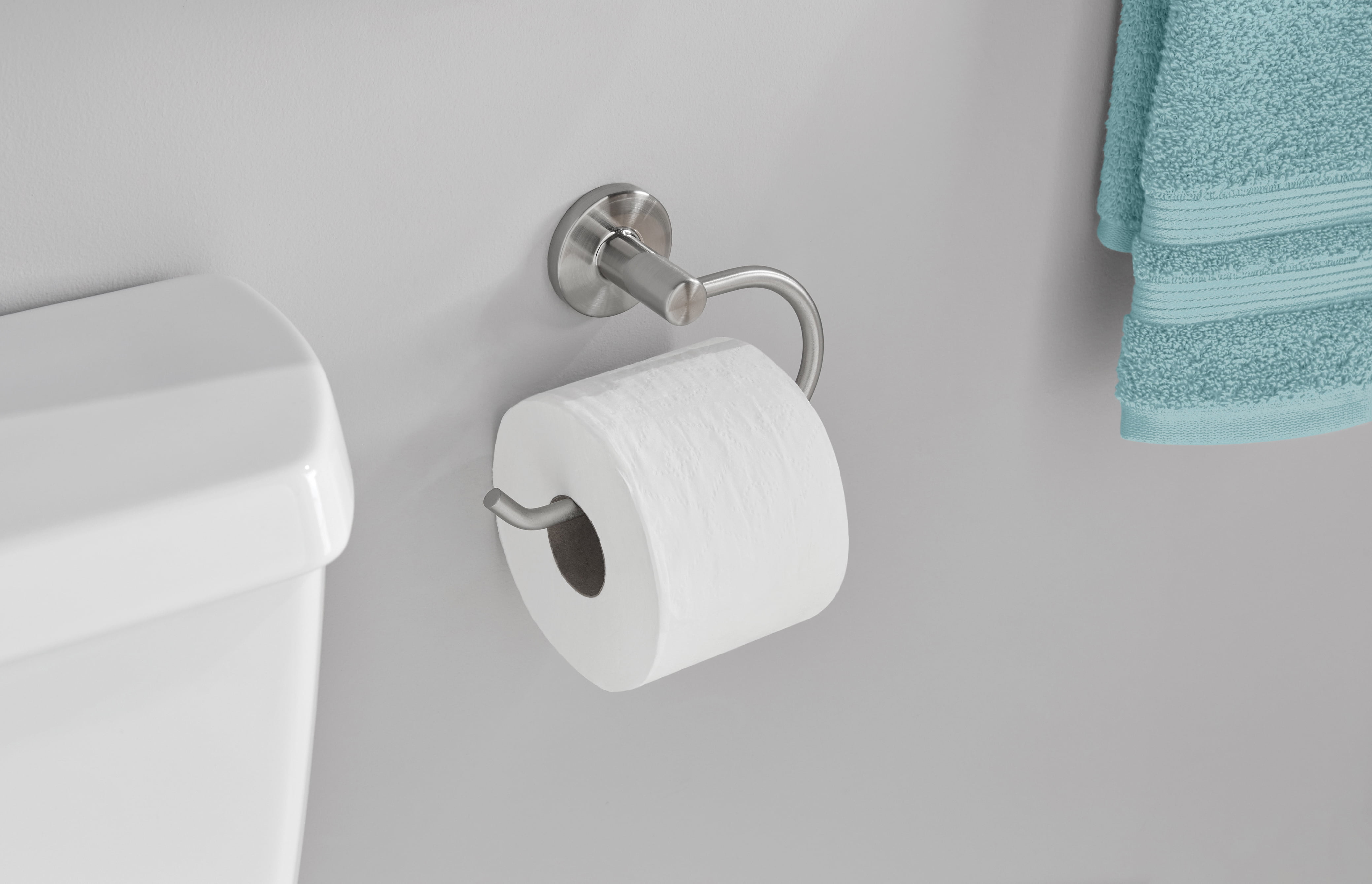 (3 pack) Mainstays Modern Round Toilet Paper Holder, Satin Nickel