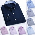 thumbnail image 5 of Mens Long Sleeve Oxford Plaid Striped Casual Shirt Front Patch Chest Pocket Tops, 5 of 9