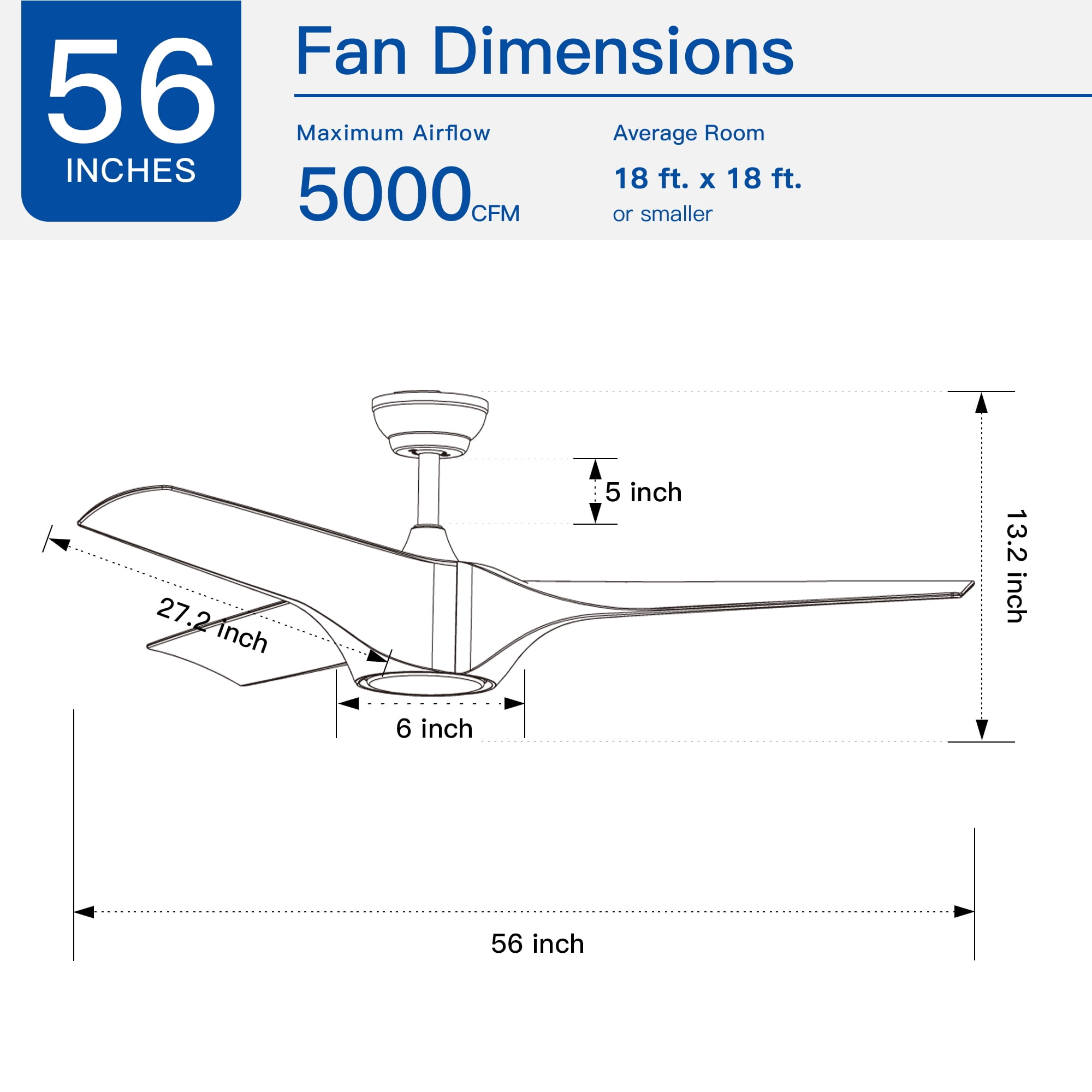 Leumius 56" Modern Farmhouse Reversible Quiet Motor Ceiling Fan Light with Brown Wood Grain ABS Blades for Living Room Bedroom