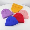 thumbnail image 5 of Toddler Kids Boys Girls Beanie Winter Hats Solid Warm Knitted Headwear Cuffed Caps Hat For Kids 1-9 Years, 5 of 5
