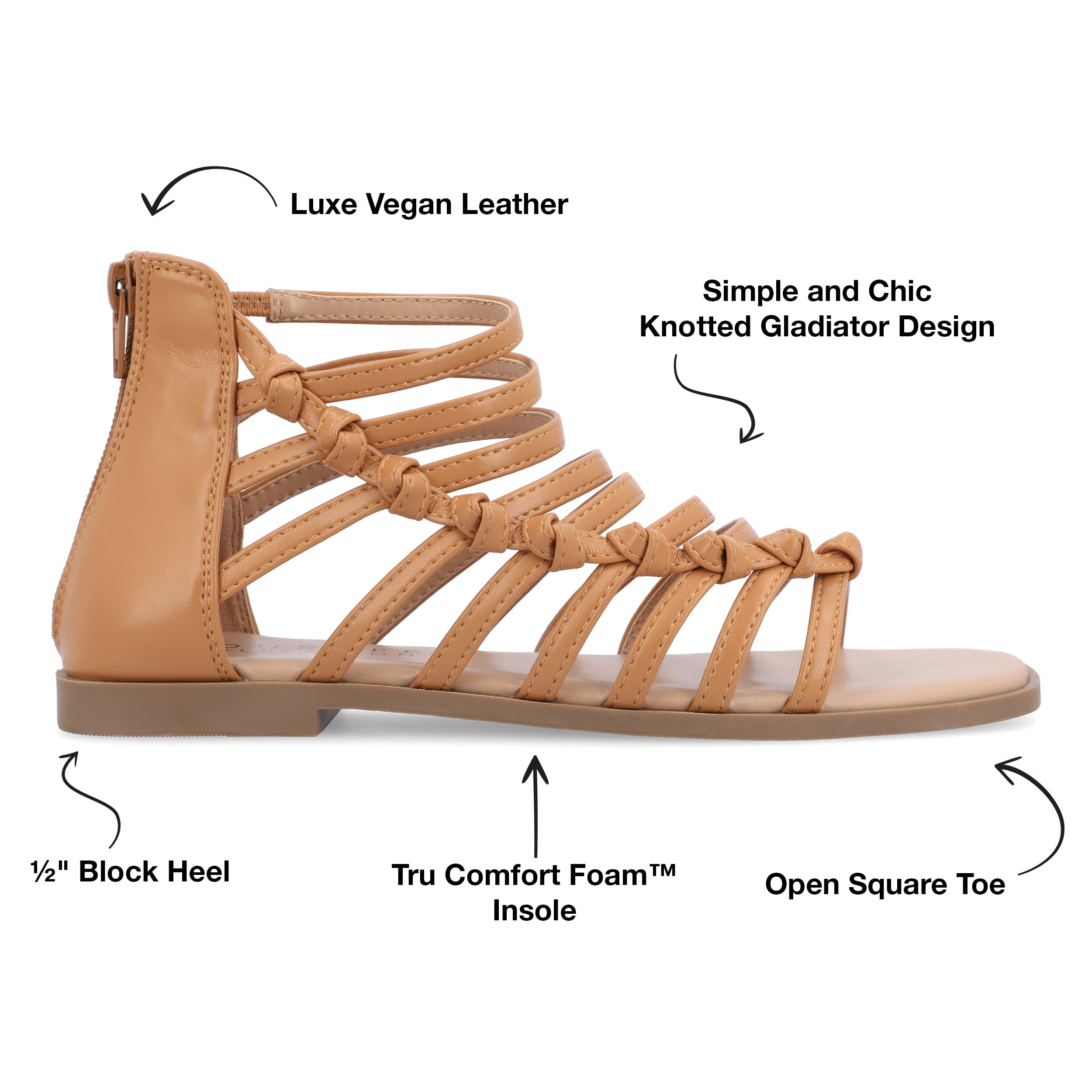 Journee Collection Womens Petrra Tru Comfort Foam Gladiator Back Zip Sandals
