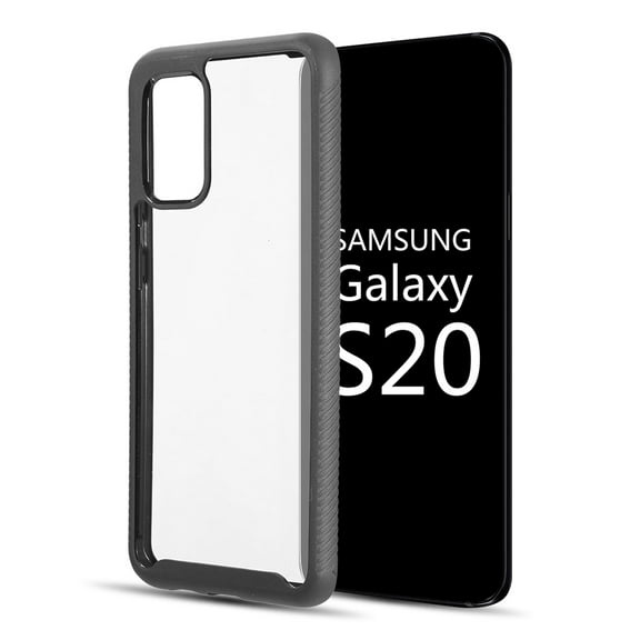 Samsung Galaxy S20 (6.2") Phone Case Hybrid Cover Rugged [TPU Cushion] Enhanced Hand-Grip TPU Cushion Frame   Transparent Clear Shock-Absorbing Frame Hard BLACK Cover for Samsung Galaxy S20