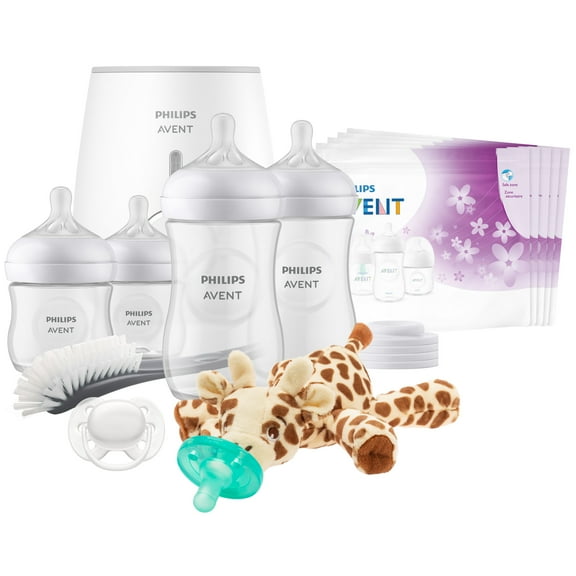 Philips Avent Natural with Natural Response Nipple, All In One Gift Set with Snuggle Giraffe, SCD839/01