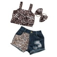 thumbnail image 2 of Kiapeise Baby Girls Summer Leopard Suspender T-Shirt +Denim Shorts + Headband, 2 of 8