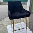 thumbnail image 2 of Heavenly Collection Modern Black Velvet Counter Stools Set of 3 - Mid-Century Upholstered Barstools with Gold Metal Legs - Ideal for Kitchen Islands, 2 of 6