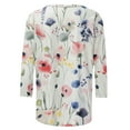 thumbnail image 5 of Dianli Summer Savings! Womens Blouses and Tops Dressy Women's 3/4 Sleeve Shirts Sunflower Print Round Neck Loose Tops Comfy Soft Blouses Summer Casual Pullover, 5 of 5