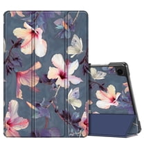 Fintie Slim Case for Samsung Galaxy Tab A11  Plus 2025/ A9  Plus 11 Inch 2023, Ultra Thin Lightweight Hard Back Shell Tri-Fold Stand Cover with Auto Wake/Sleep, Blooming Hibiscus