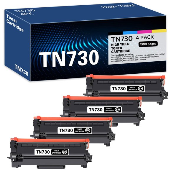 Tóner Láser INKSHOP TN730 Negro Paquete de 4 Cartuchos de Alta Capacidad