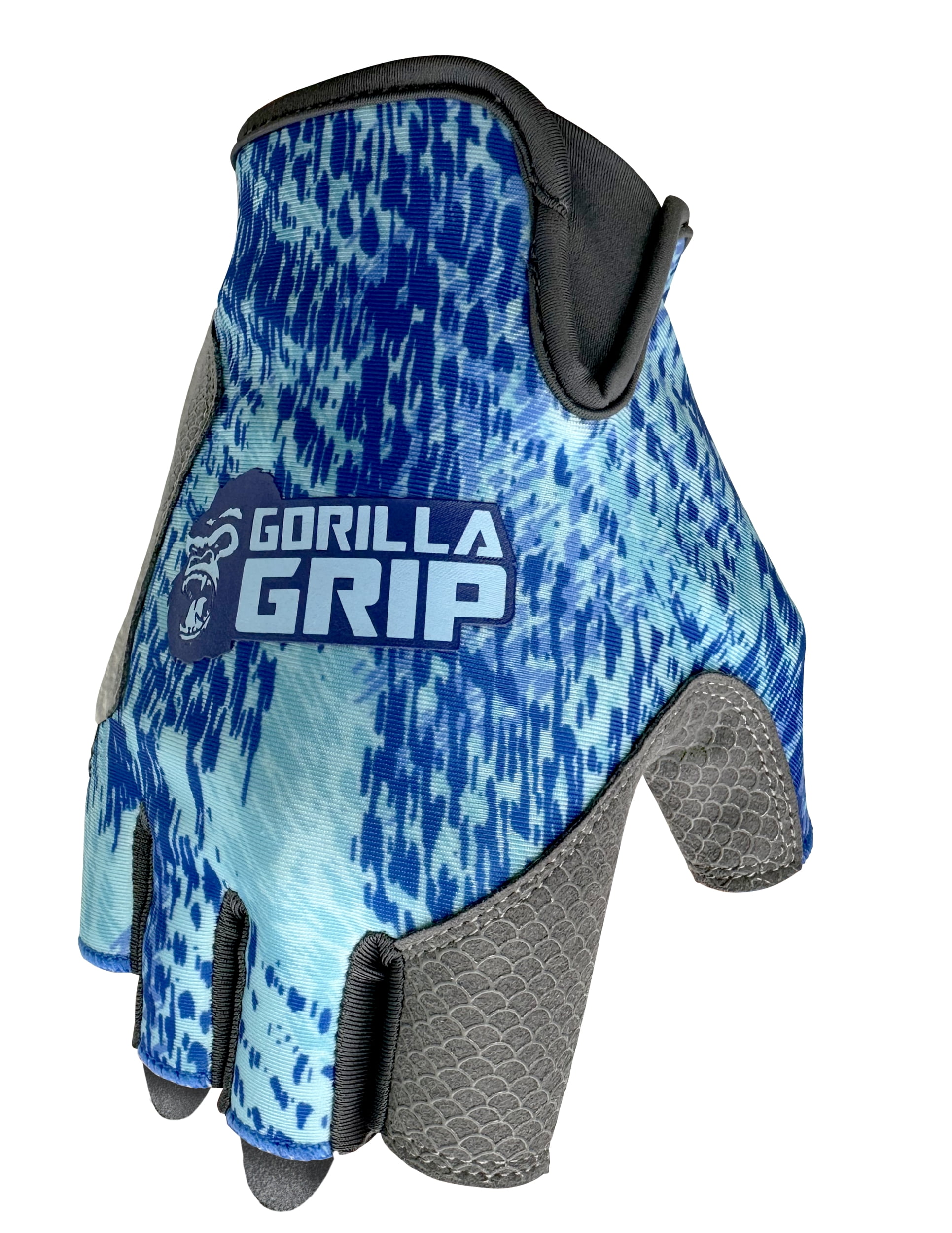 (2 pack) Gorilla Grip High Performance Finger-less Gloves, Blue Shatter, Heavy Duty Lycra, L, Unisex, 1 Pair