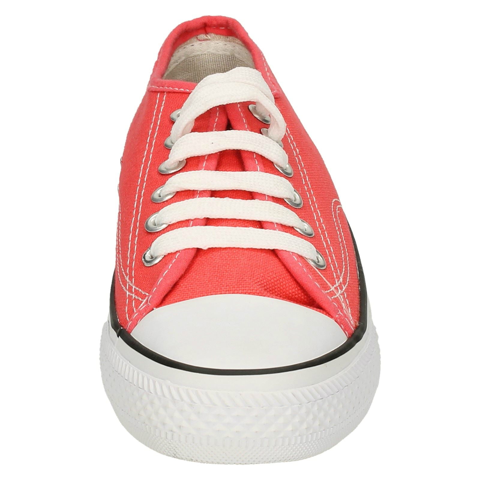 Spot On Ladies Canvas Lace Shoes