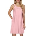 thumbnail image 3 of JIAYUE Women's Dress Solid Color Sleeveless O-Neck Casual Relaxed Fit Beach Mini With Pockets Front Pleats Vacation Everyday Wear Basic Sundress Classic Female Dresses, 3 of 8
