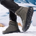 thumbnail image 3 of Men's High-Top Snow Boots, Winter Warm Fleece-Lined Outdoor Sports Shoes, Solid Color, Lace-Up Closure, PU Upper, Fabric Inner & Insole, EVA Sole, for Hiking & Casual Use - Black/Khaki, Winter Boots, 3 of 10