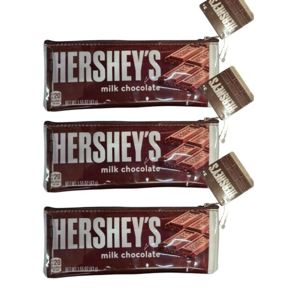 (3 Pack) Hershey's Vintage Pencil Case / Coin Purse, (7"x3")