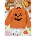 thumbnail image 3 of Toddler Baby Boys Girls Halloween Sweaters Pumpkin Face Long Sleeve Ribbed Knitted Pullover Fall Winter Clothes, 3 of 7