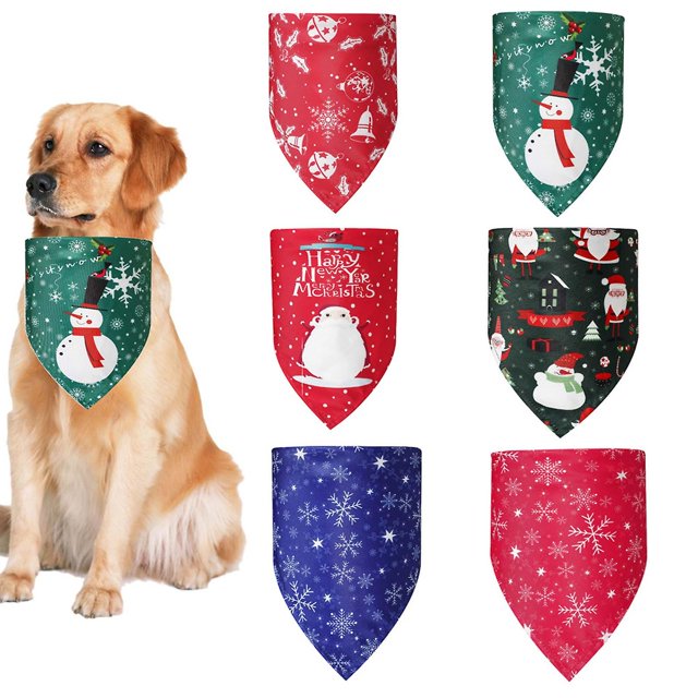 6 elementos navideños estampados cuello triangular para perros lavables bufanda para mascotas para perros pequeños y medianos decoran las necesidades diarias del Festival de perros pequeños y medianos