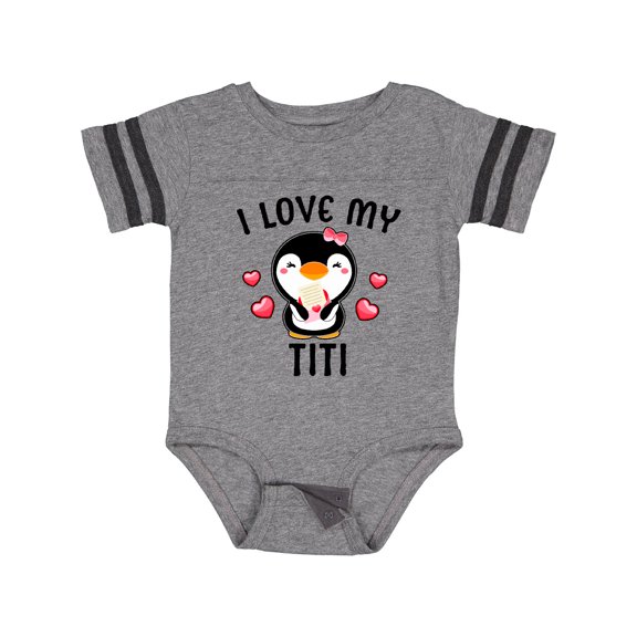Inktastic I Love My Titi with Cute Penguin and Hearts Girls Baby Bodysuit