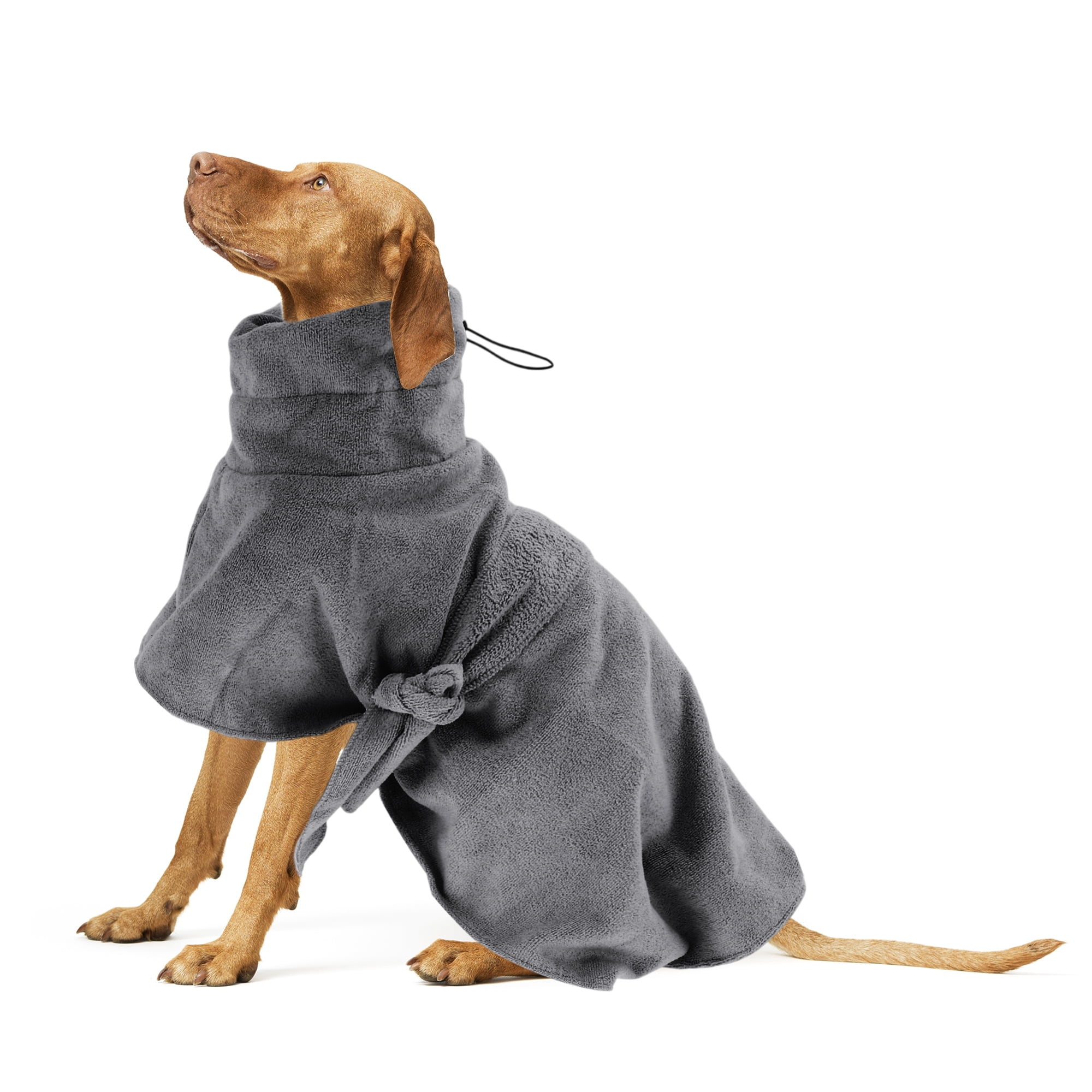 Unique Bargains Dog Bathrobe Drawstring Pet Towel Soft Coat
