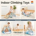 thumbnail image 3 of Pikler Triangle Set with Cushion, 8 in 1 Wooden Montessori Climbing Toys Indoor Playground Jungle Gym Playsets for Toddler, Baby, Kid,Blue, 3 of 10